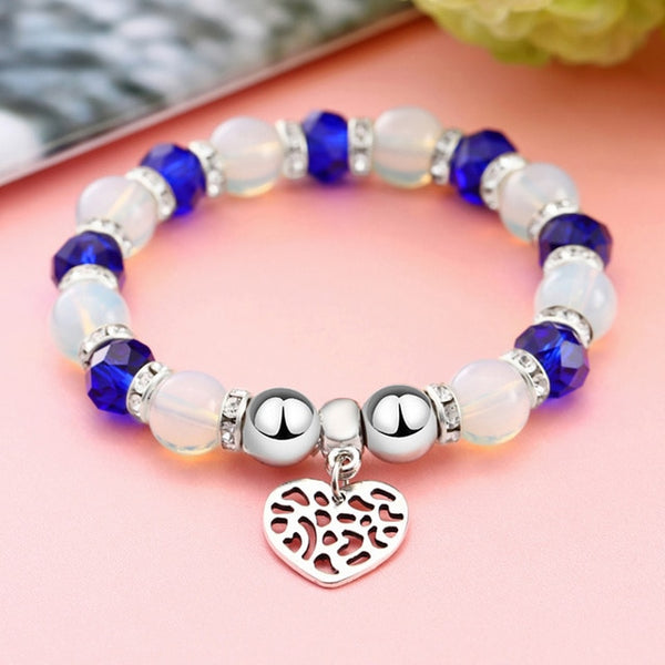Pulsera elástica de corazón con cristales y mariposas