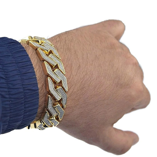 Pulsera cubana de diamantes de imitación de hip hop para hombre