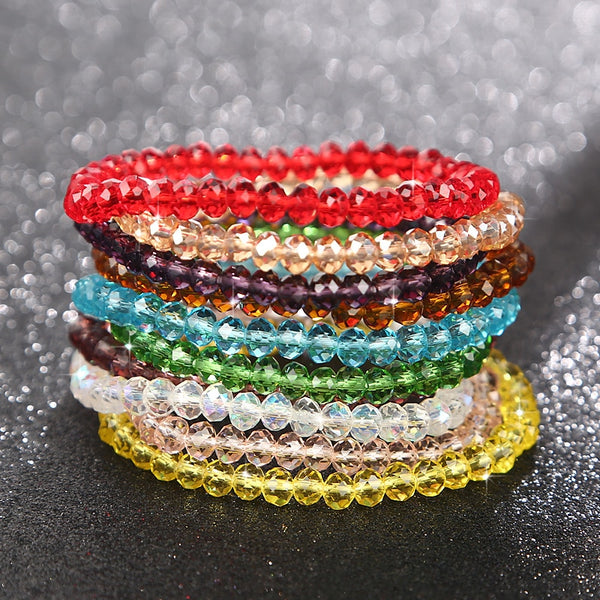 Pulseras de cuentas de cristal AB de colores de moda para mujer