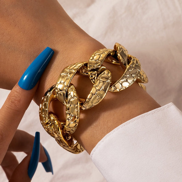 Pulseras de cadena dorada punk Tocona para mujer