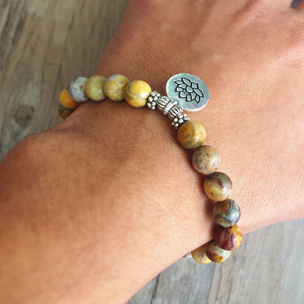 Pulsera Mala de Loto con Chakras de Yoga de Piedra Natural