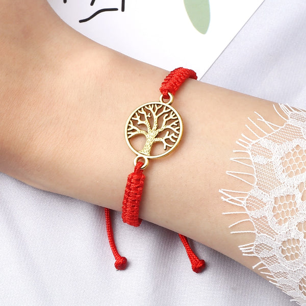 Pulseras de cuerda trenzada de hilo rojo de metal