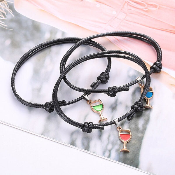 Pulsera ajustable con colgante de copa de vino de moda