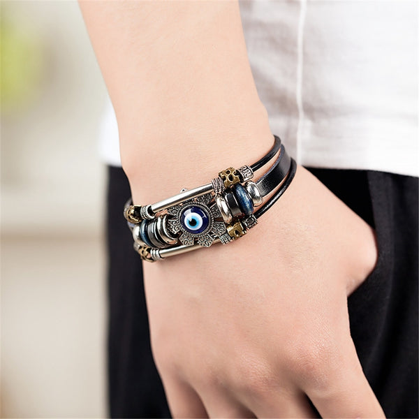 Pulseras de ojo turco con ojo de la suerte para hombres