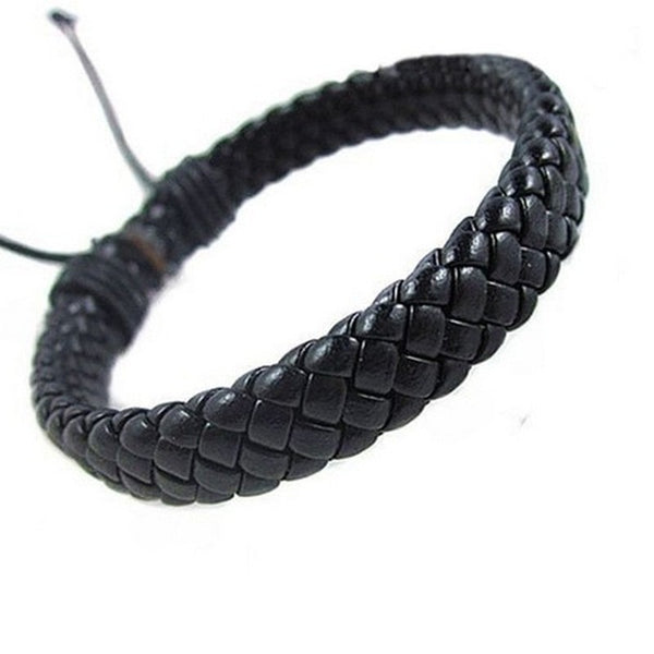 Pulsera de cuero con cuerda ajustable 