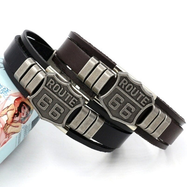 Pulsera de metal multicapa con estampado 66 para hombre