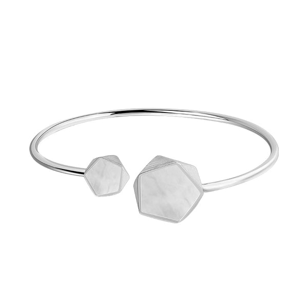 Brazaletes de plata de ley 925 con diseño de ángulos geométricos para mujer.