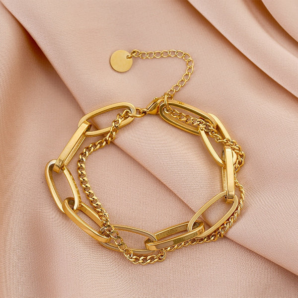 Pulsera de acero inoxidable con cadena de eslabones de moda para mujer