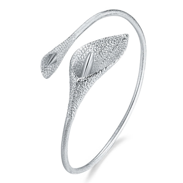 Pulsera étnica de plata de ley 925 con diseño de loto y cala para mujer