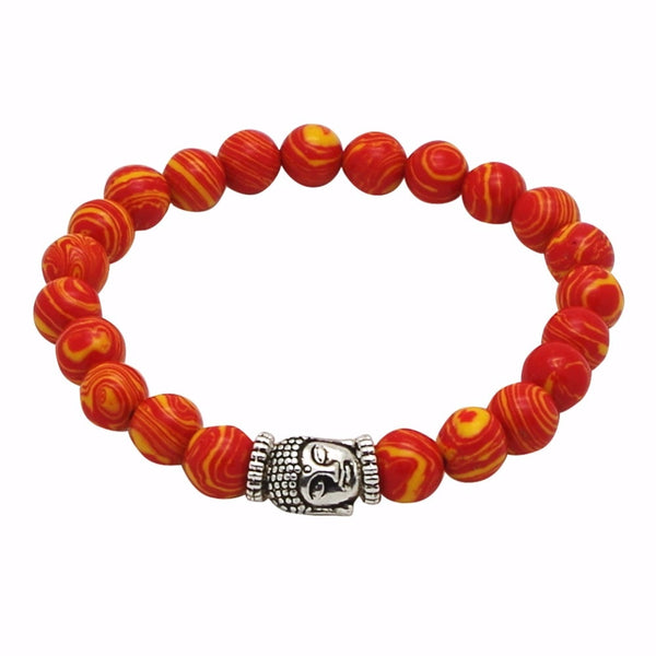 Pulseras de Buda con cuentas de piedra natural roja