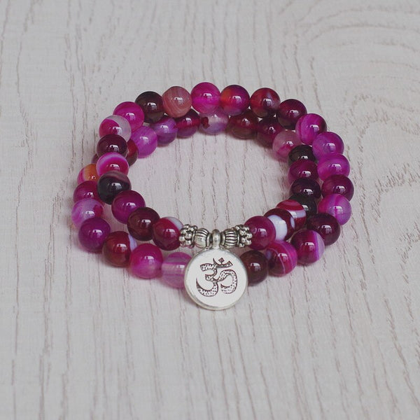 Pulsera de doble capa con mala de oración para chakras y yoga