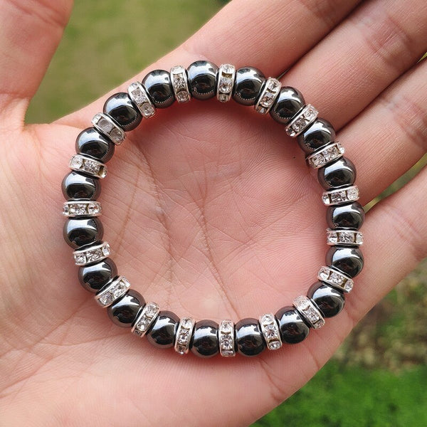 Pulsera de cuentas de hematita de 8 mm