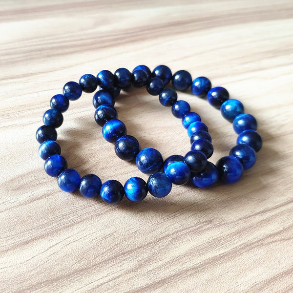 Pulseras de cuentas de ojo de tigre azul