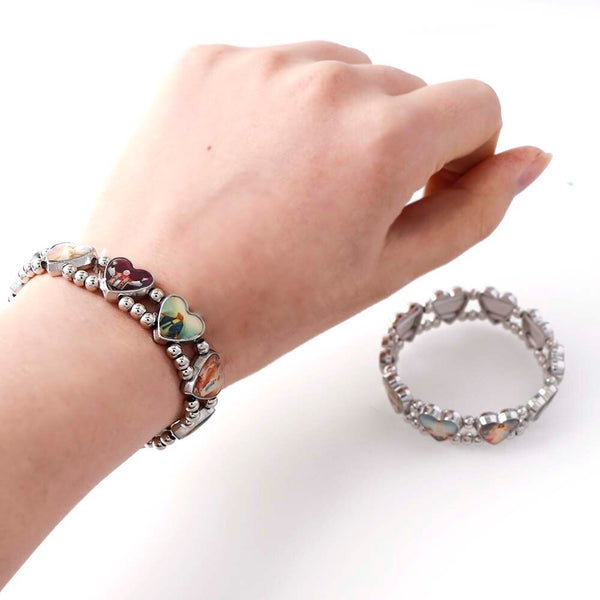 Pulsera elástica de aleación con forma de corazón y santos católicos
